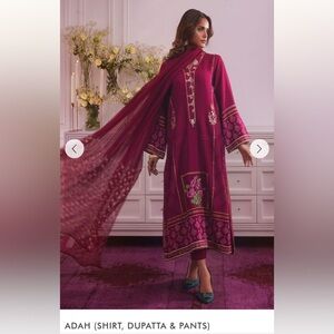 Chic Burgundy Embroidered Dress Set